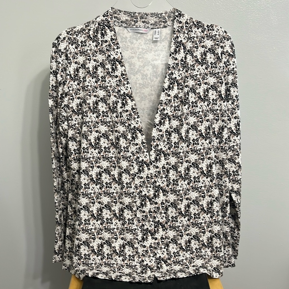 Isaac Mizrahi Live! Floral Black and White Women's Open Front Jacket size Small